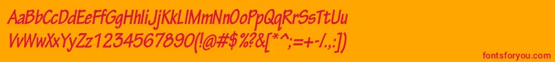 TektonproBoldcondobl-Schriftart – Rote Schriften auf orangefarbenem Hintergrund