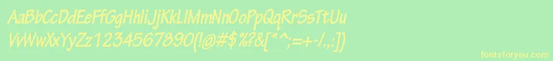 TektonproBoldcondobl Font – Yellow Fonts on Green Background