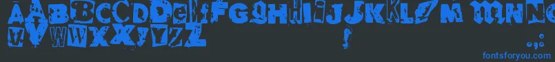 RvdGlued-Schriftart – Blaue Schriften auf schwarzem Hintergrund