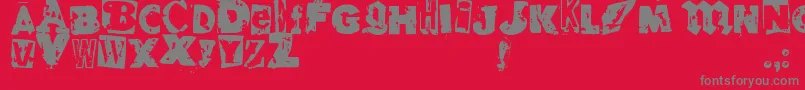 Fonte RvdGlued – fontes cinzas em um fundo vermelho