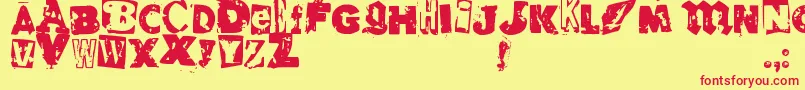 RvdGlued Font – Red Fonts on Yellow Background