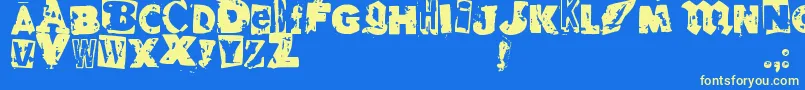RvdGlued Font – Yellow Fonts on Blue Background