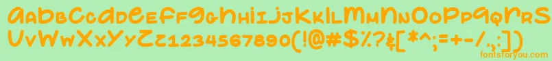 フォントElephantEarsDemo – オレンジの文字が緑の背景にあります。