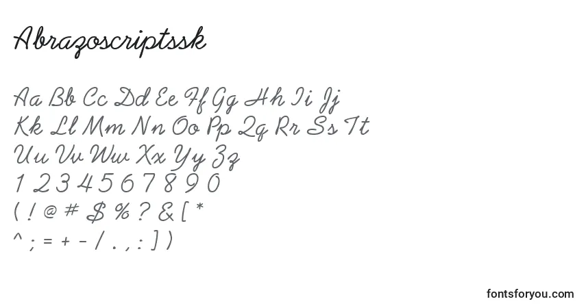 Abrazoscriptssk Font – alphabet, numbers, special characters