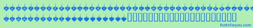 Шрифт KrBurningLove – синие шрифты на зелёном фоне