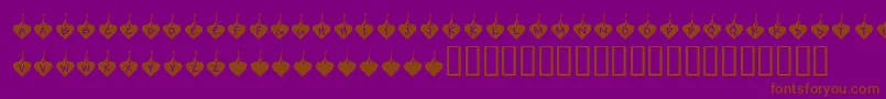 フォントKrBurningLove – 紫色の背景に茶色のフォント