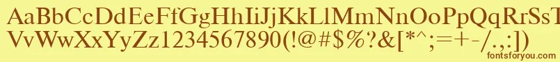 フォントTimes – 茶色の文字が黄色の背景にあります。