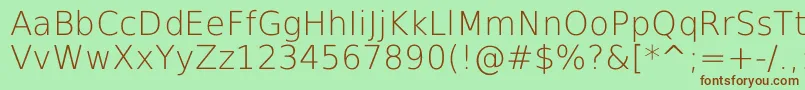 DejavuSansExtralight-fontti – ruskeat fontit vihreällä taustalla