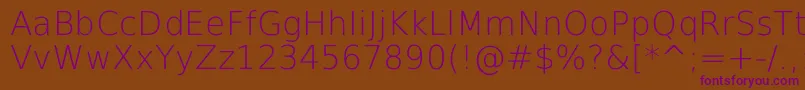DejavuSansExtralight-fontti – violetit fontit ruskealla taustalla