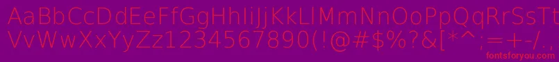 DejavuSansExtralight Font – Red Fonts on Purple Background