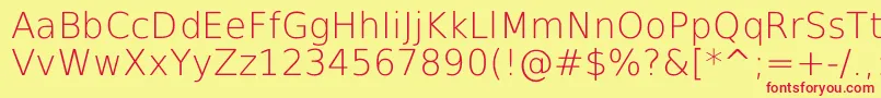 DejavuSansExtralight Font – Red Fonts on Yellow Background