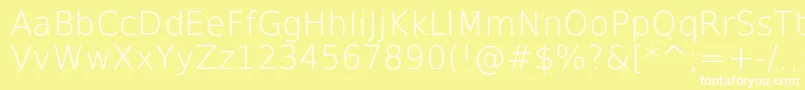 DejavuSansExtralight-fontti – valkoiset fontit keltaisella taustalla