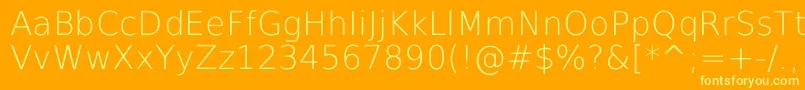 DejavuSansExtralight-fontti – keltaiset fontit oranssilla taustalla