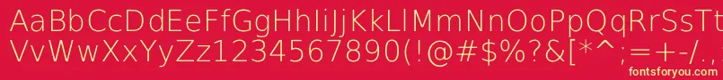 DejavuSansExtralight-Schriftart – Gelbe Schriften auf rotem Hintergrund