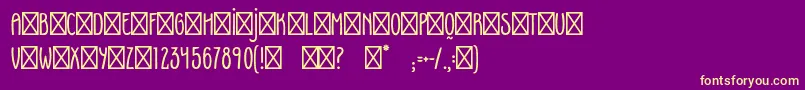 フォントFoxyRegular – 紫の背景に黄色のフォント