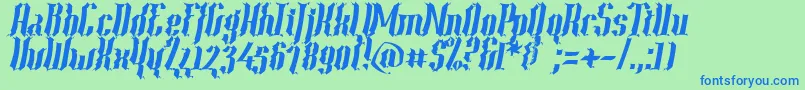 Year2000ContextScrambledHvy Font – Blue Fonts on Green Background