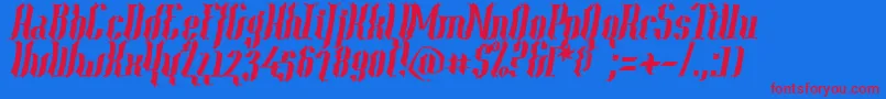 Year2000ContextScrambledHvy Font – Red Fonts on Blue Background