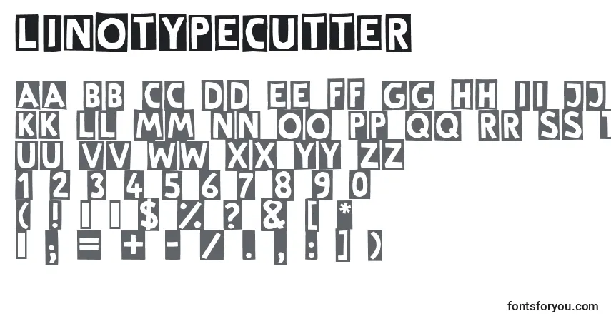Schriftart LinotypeCutter – Alphabet, Zahlen, spezielle Symbole