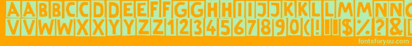 LinotypeCutter-Schriftart – Grüne Schriften auf orangefarbenem Hintergrund