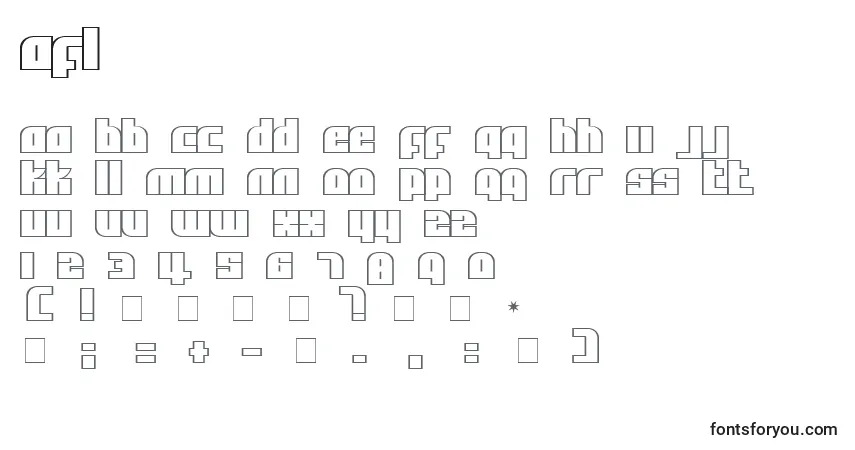 Czcionka Afl – alfabet, cyfry, specjalne znaki