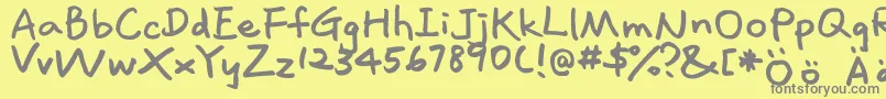 Lavalamp-Schriftart – Graue Schriften auf gelbem Hintergrund