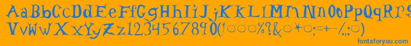 Headache Font – Blue Fonts on Orange Background