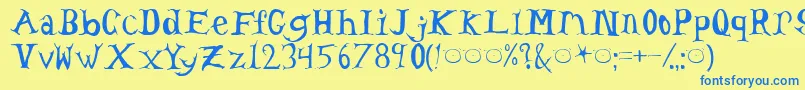 Headache Font – Blue Fonts on Yellow Background