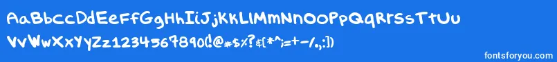 フォントEvilsporkgirl – 青い背景に白い文字
