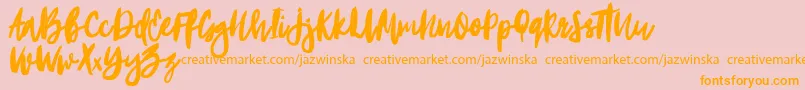 Portobesto-Schriftart – Orangefarbene Schriften auf rosa Hintergrund