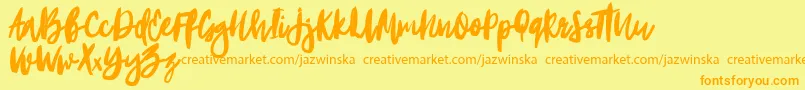 Portobesto-Schriftart – Orangefarbene Schriften auf gelbem Hintergrund