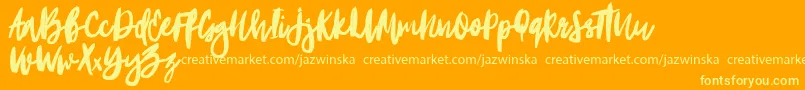 Portobesto-Schriftart – Gelbe Schriften auf orangefarbenem Hintergrund