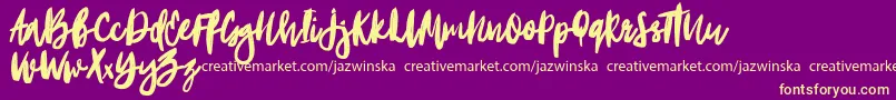 Portobesto-Schriftart – Gelbe Schriften auf violettem Hintergrund