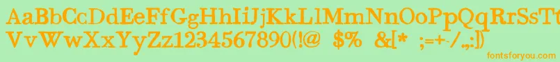 BodoniHand-Schriftart – Orangefarbene Schriften auf grünem Hintergrund
