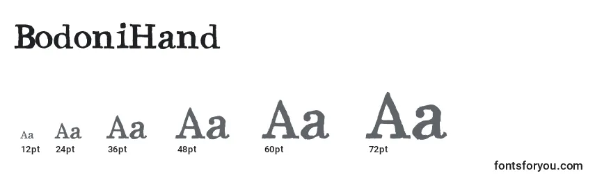 Размеры шрифта BodoniHand