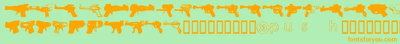 Rayguns Font – Orange Fonts on Green Background