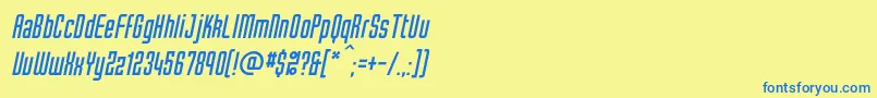 フォントTubecItalic – 青い文字が黄色の背景にあります。