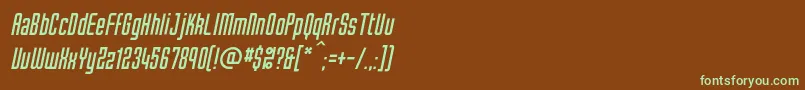 フォントTubecItalic – 緑色の文字が茶色の背景にあります。