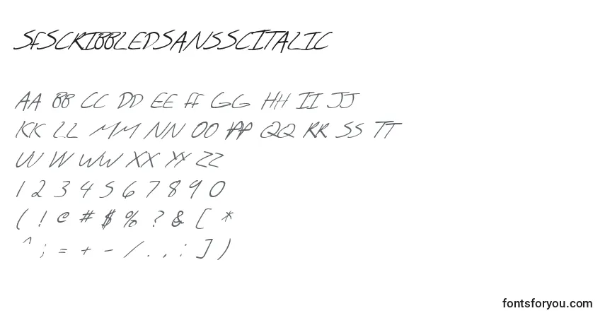 Fuente SfScribbledSansScItalic - alfabeto, números, caracteres especiales