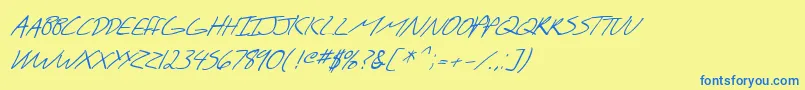 SfScribbledSansScItalic Font – Blue Fonts on Yellow Background