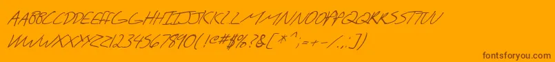 SfScribbledSansScItalic-fontti – ruskeat fontit oranssilla taustalla