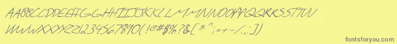 フォントSfScribbledSansScItalic – 黄色の背景に灰色の文字