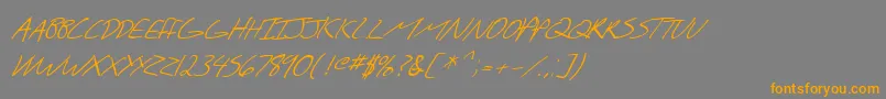 フォントSfScribbledSansScItalic – オレンジの文字は灰色の背景にあります。
