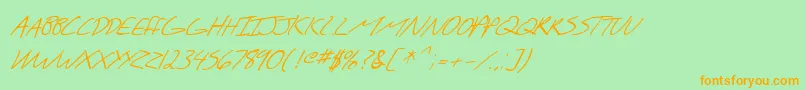 SfScribbledSansScItalic Font – Orange Fonts on Green Background