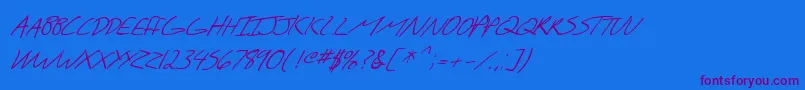 SfScribbledSansScItalic Font – Purple Fonts on Blue Background