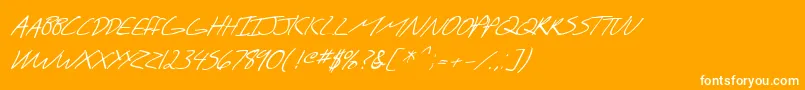 Fonte SfScribbledSansScItalic – fontes brancas em um fundo laranja
