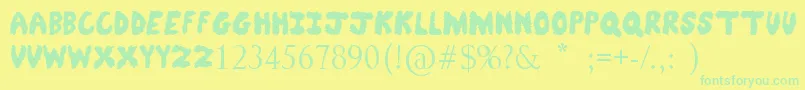 Czcionka FuzzyBear – zielone czcionki na żółtym tle