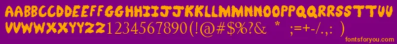 FuzzyBear-Schriftart – Orangefarbene Schriften auf violettem Hintergrund