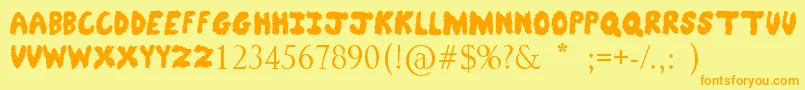 FuzzyBear-Schriftart – Orangefarbene Schriften auf gelbem Hintergrund