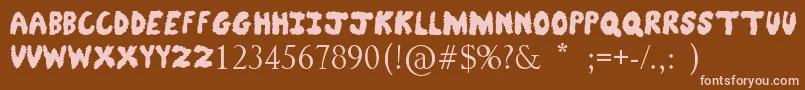 FuzzyBear-Schriftart – Rosa Schriften auf braunem Hintergrund
