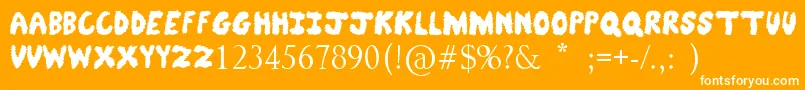 FuzzyBear-Schriftart – Weiße Schriften auf orangefarbenem Hintergrund